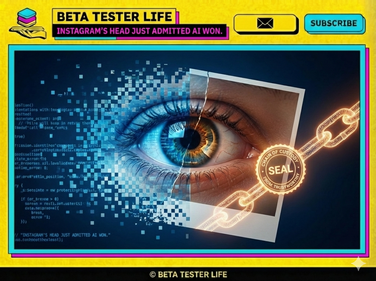 Instagram's head just admitted AI won. Photos can't be trusted anymore. Here's what cryptographic verification means for the future of visual media.