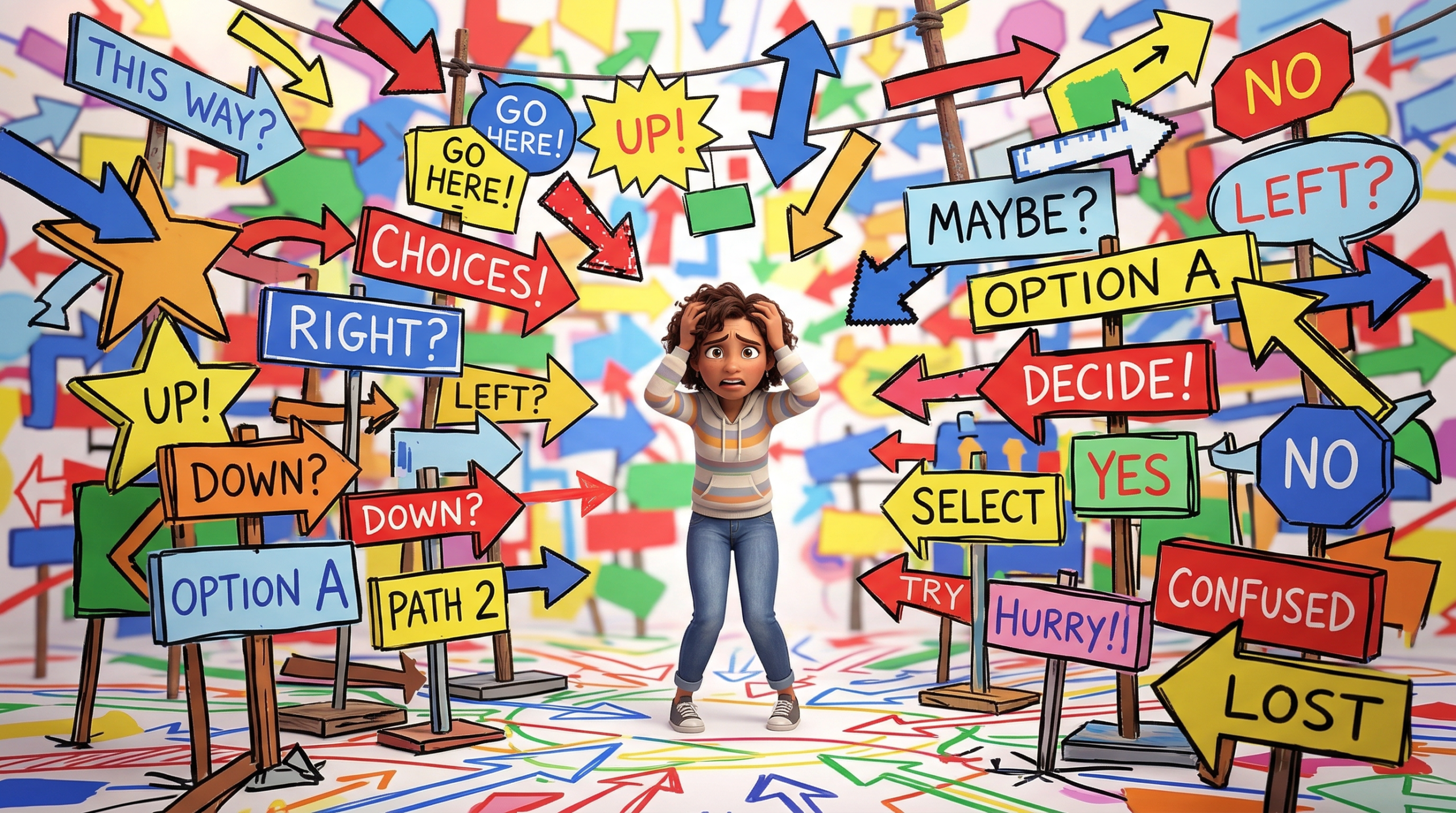 Illustration of a person standing at a crossroads where multiple paths behind them fade into mist, while a single illuminated path stretches ahead in warm golden light, representing the concept that all of life’s detours converge into one meaningful journey.